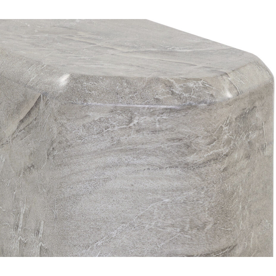 Spezza 22.75 X 18.75 inch Marble Look / Grey Outdoor Side Table, Low